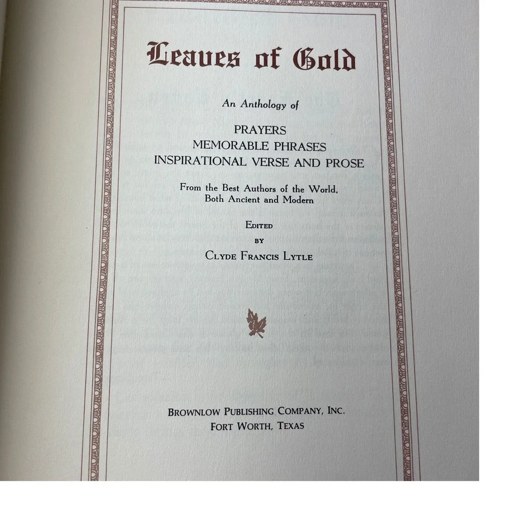 Leaves of Gold Anthology Clyde Francis Lytle Brownlow Publishing Cord Tied Brown